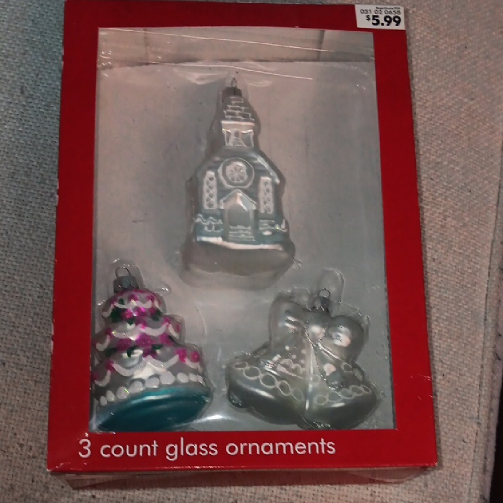 Holiday Glass Ornaments Set - Silver and Blue